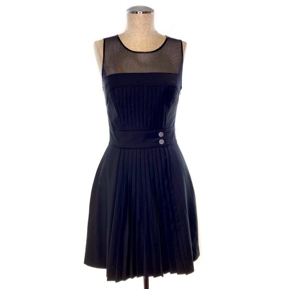 bebe Dresses & Skirts - BEBE Black Wool Pleated Mesh Cocktail Dress #AZ4